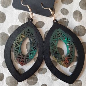Black and Multicolor Geometric Earrings
